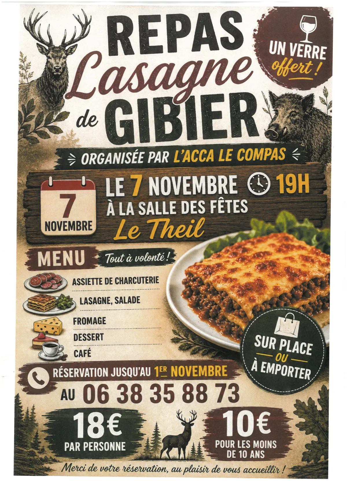 Repas Lasagne de gibier