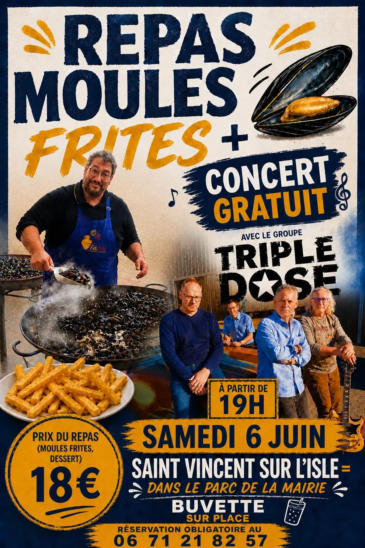 Repas moules frites et concert