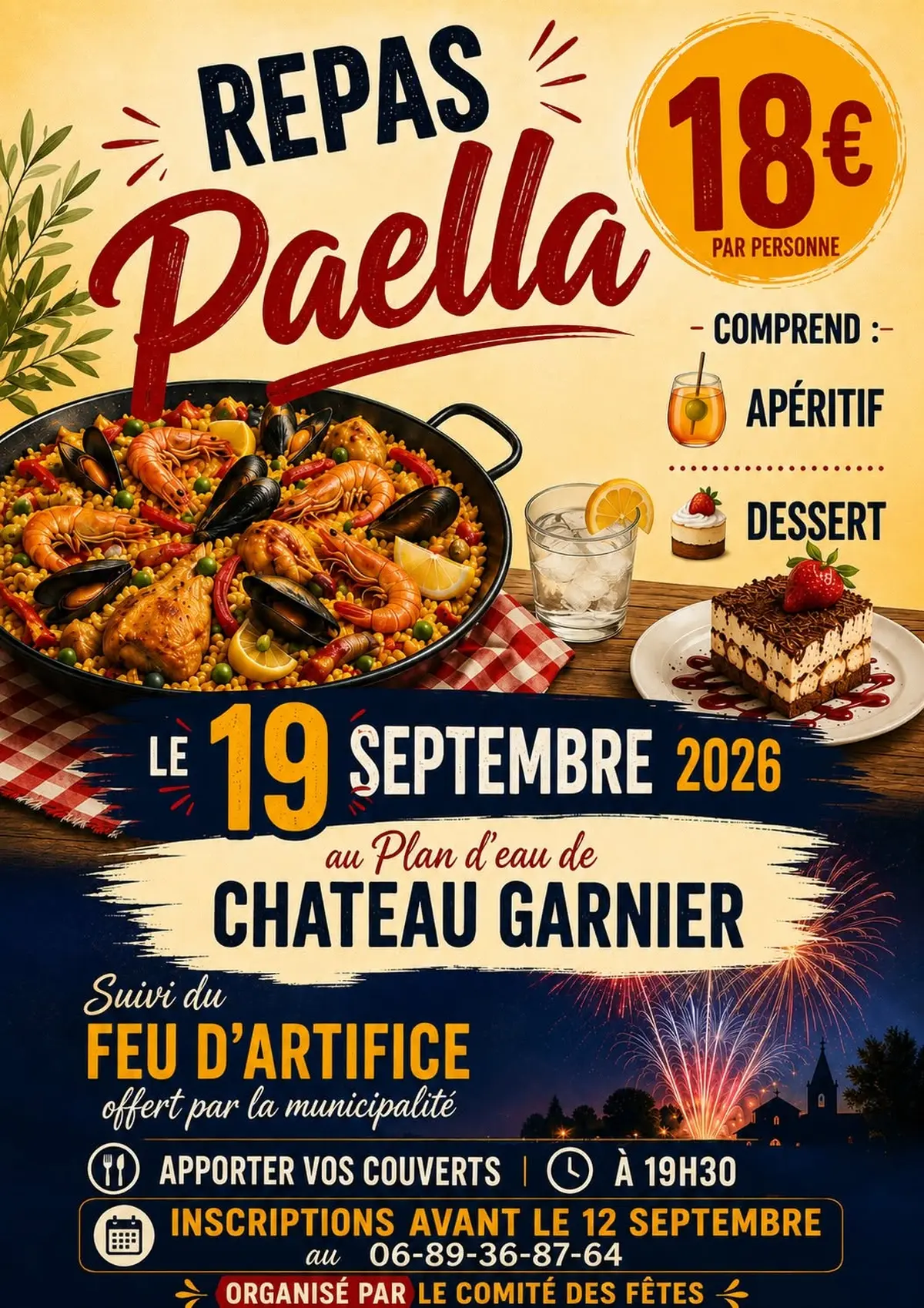 Repas Paëla et feu d'artifice