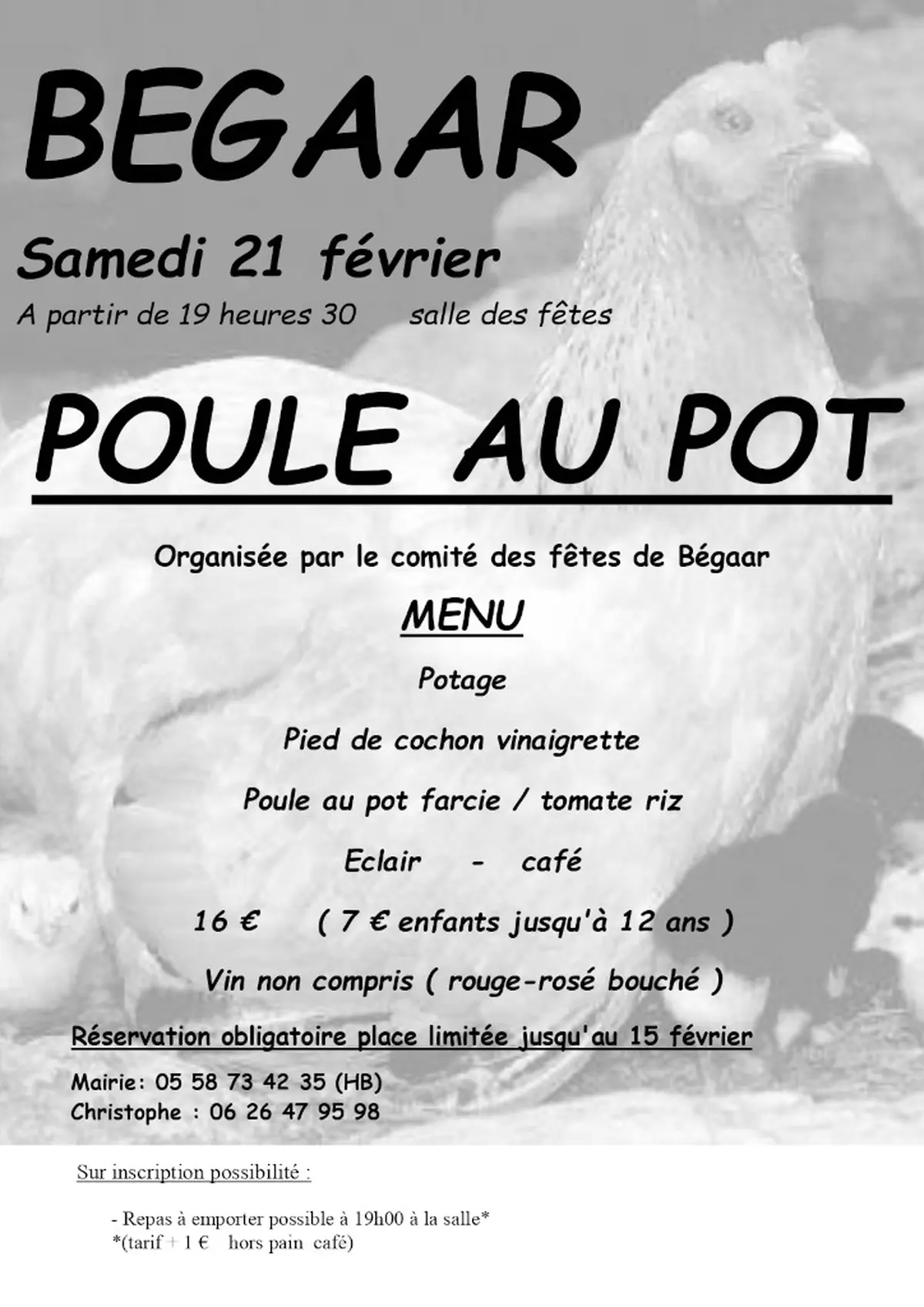 Repas Poule au pot