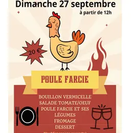Repas poule farcie