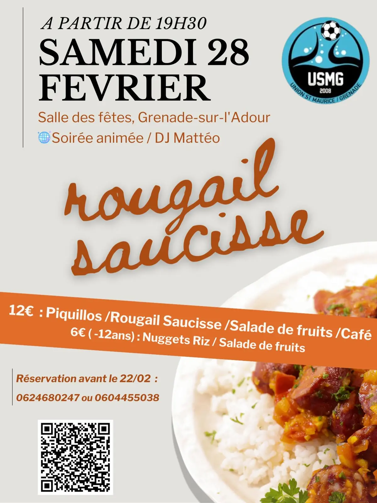 Repas Rougail saucisse - USMG