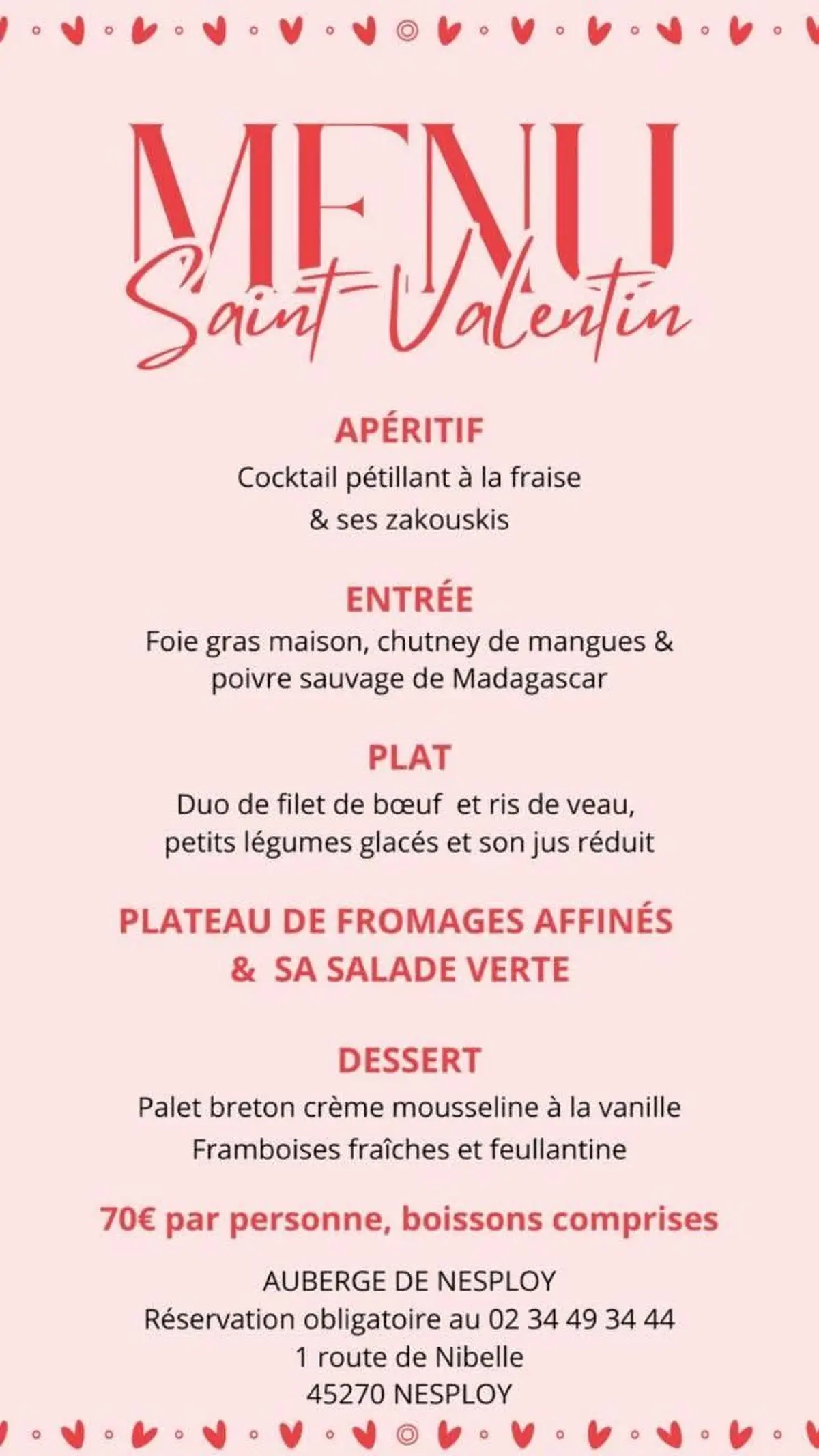 Repas Saint Valentin