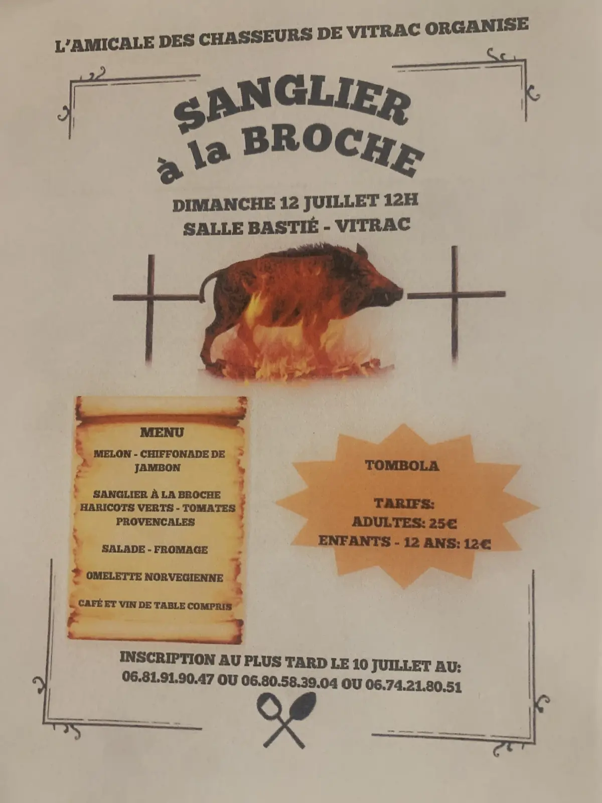Repas Sanglier à la broche