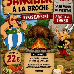 Repas sanglier à la broche