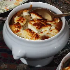 Repas soupe au fromage au restaurant Lou Paouzadou