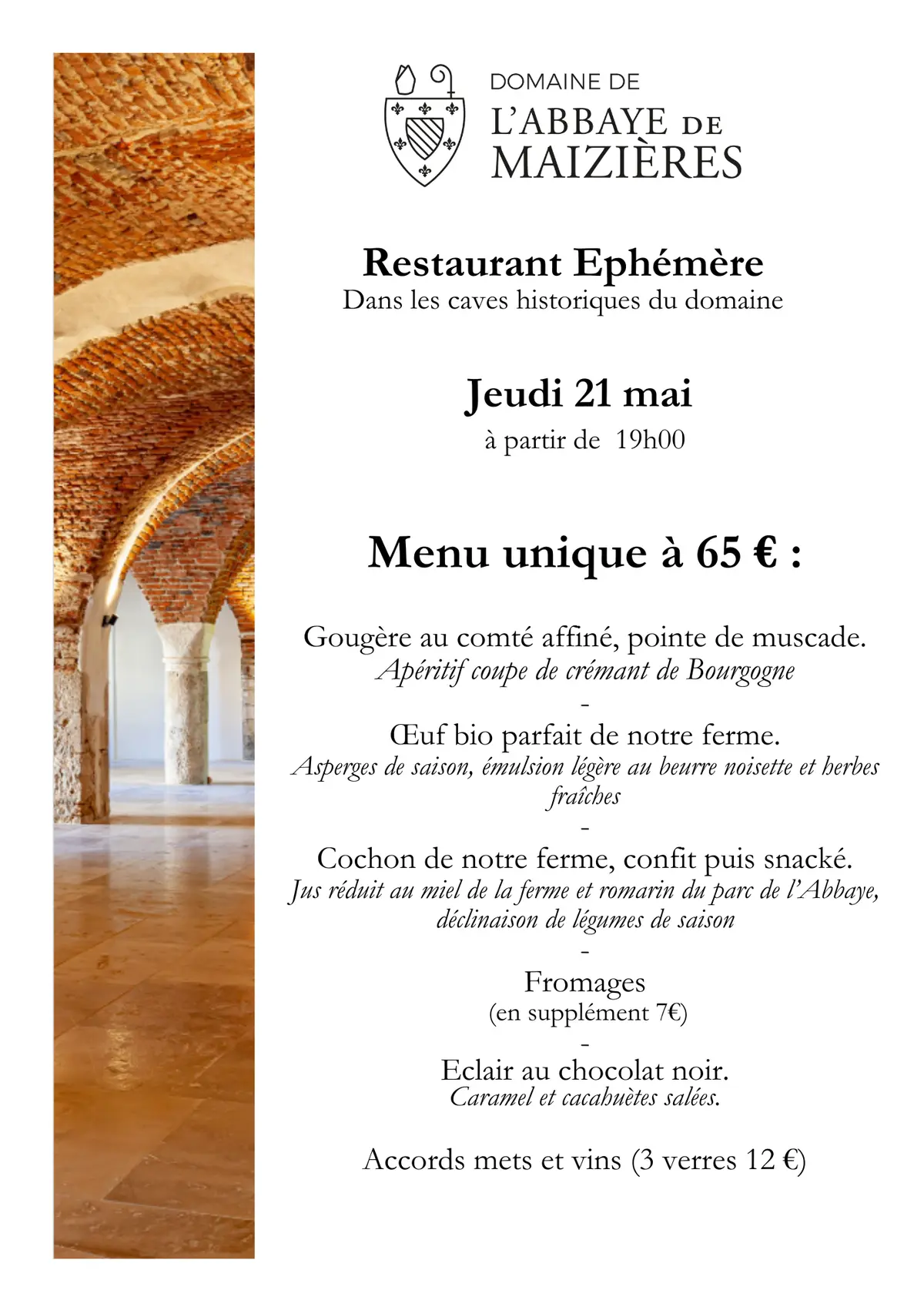 Restaurant Éphémère du Domaine de l'Abbaye de Maizières