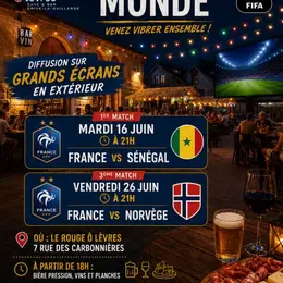 Retransmission Coupe du monde de foot au Bar à vin Le Rouge Ô Lèvres
