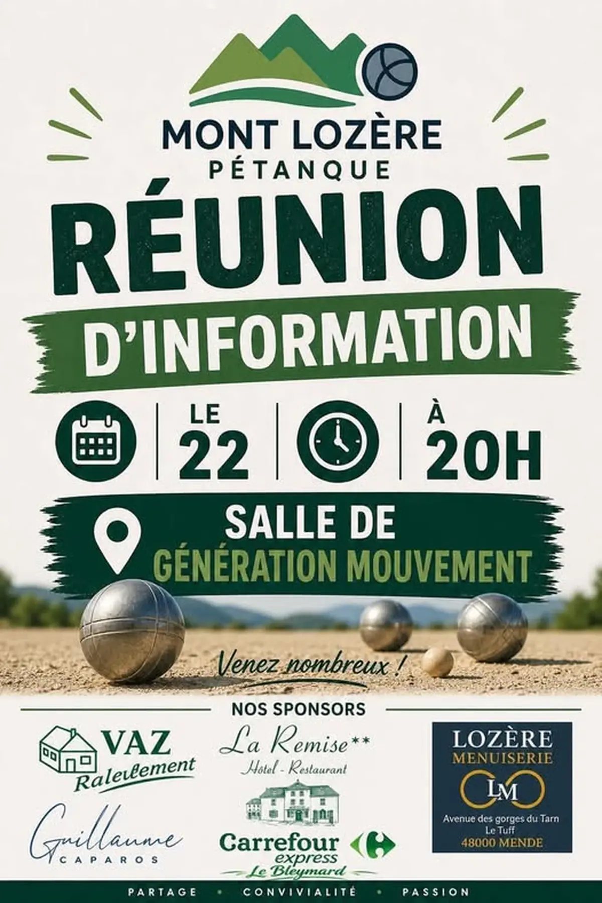 Réunion D'Information Mont Lozère Pétanque