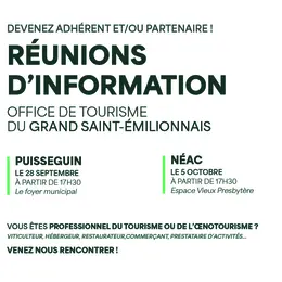 Réunions d'information - Office de tourisme du Grand Saint-Émilionnais