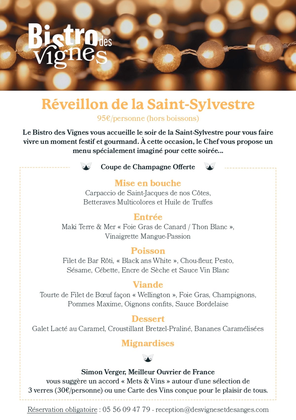 Réveillon de la Saint-Sylvestre au Bistro des Vignes