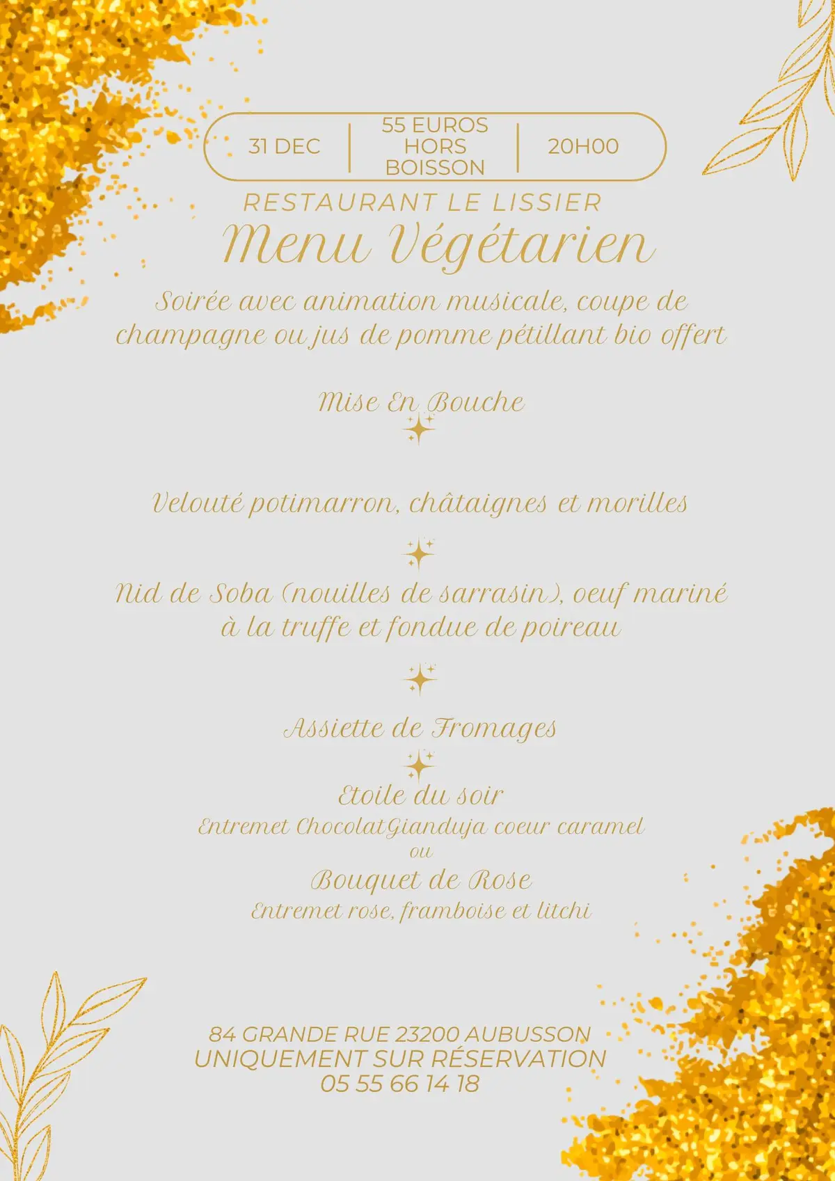 Réveillon de la Saint Sylvestre - Restaurant Le LISSIER