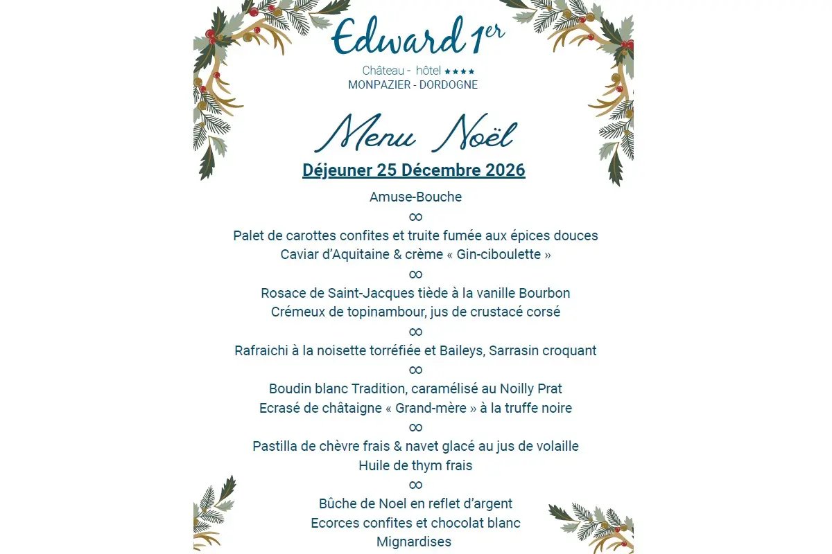 Réveillon de Noël | Restaurant Edward 1er