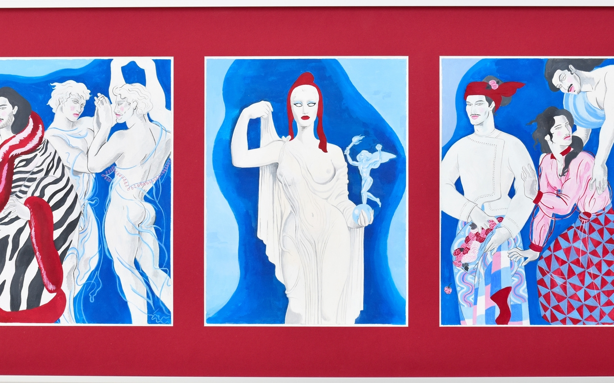 Richie Nath, Paris-site (Parasite) Tryptich, 2026, gouache sur papaier