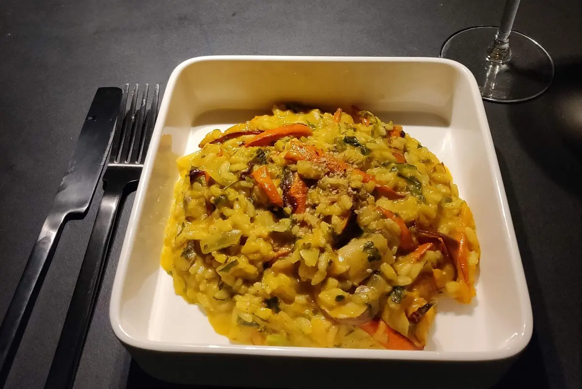 Risotto d'automne aux champignons et potimarron
