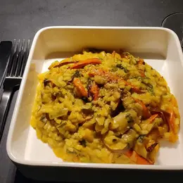Risotto d'automne aux champignons et potimarron