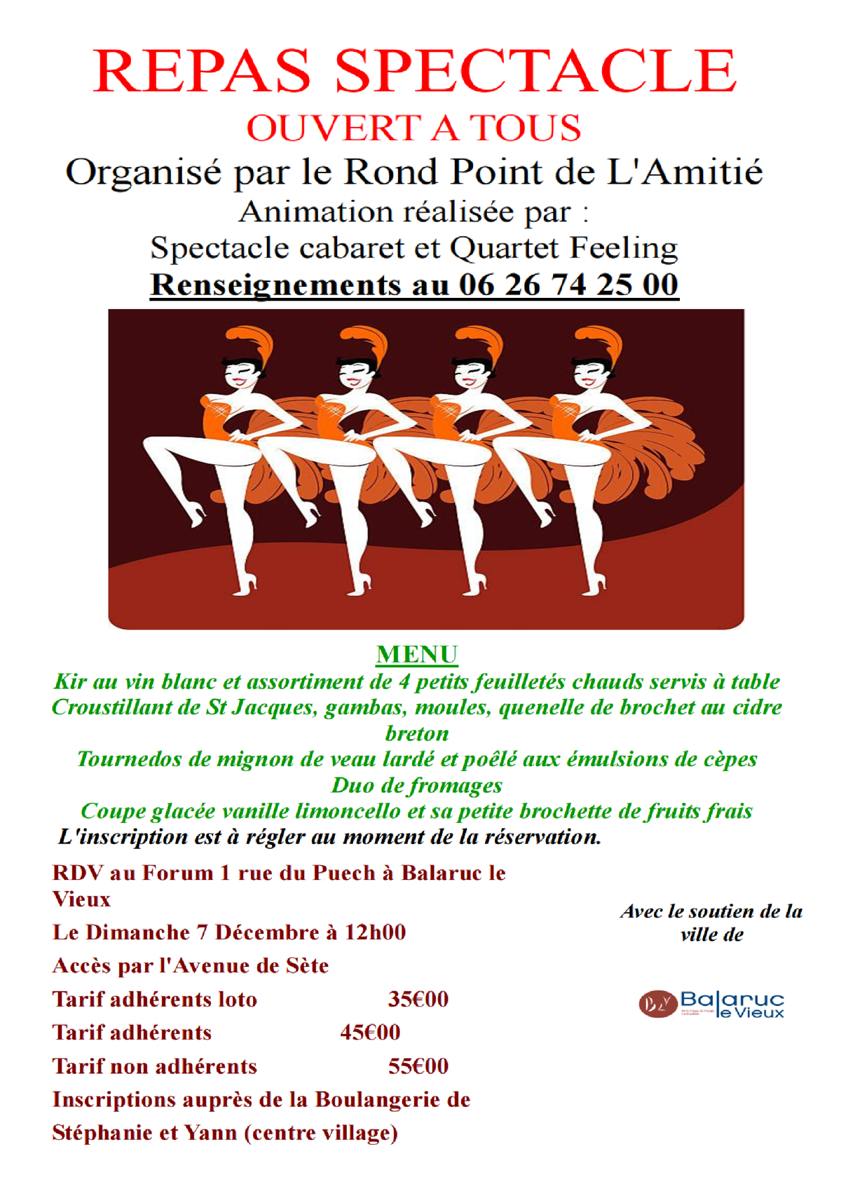 Rond Point De L'Amitié : Repas Spectacle