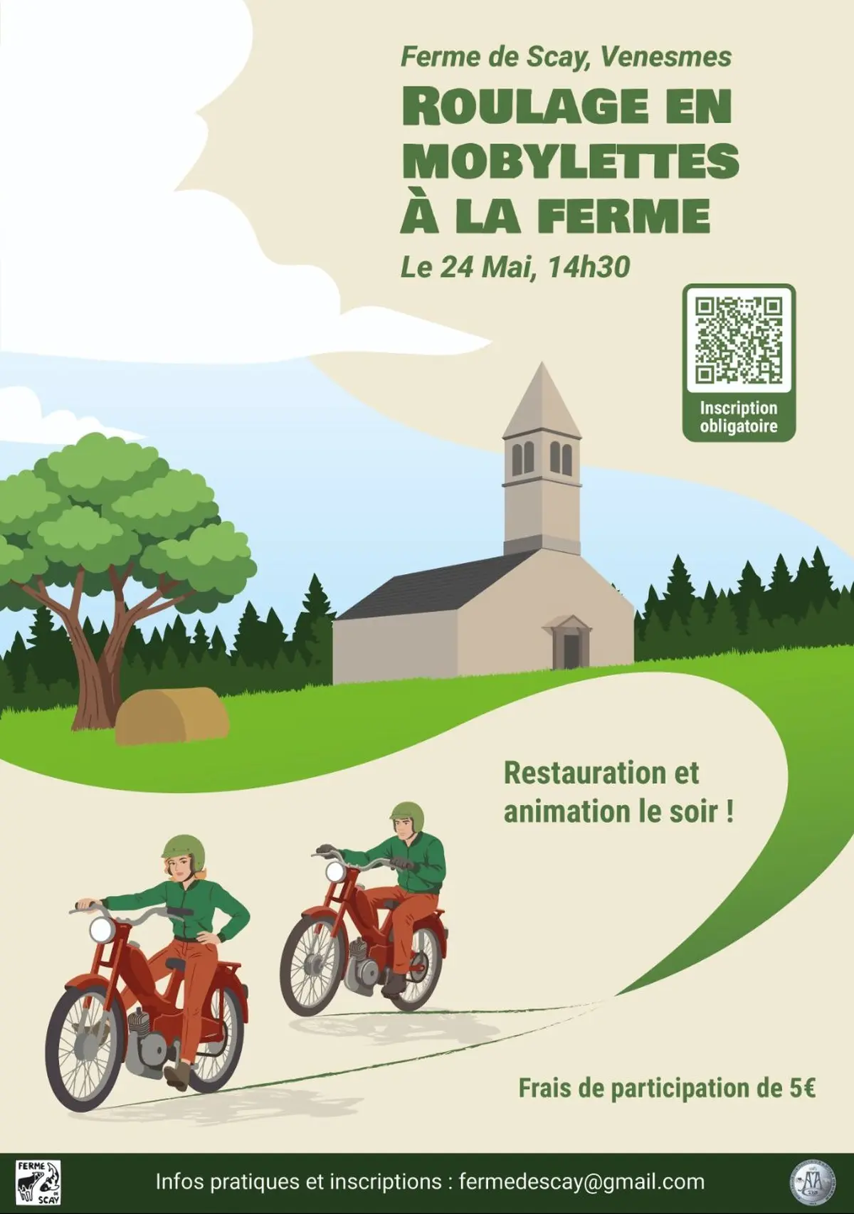 Roulage de mobylettes depuis la Ferme de Sçay