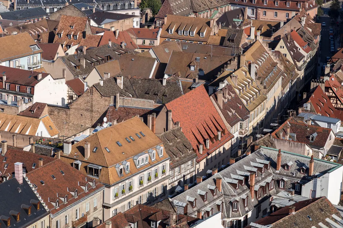 Vue aérienne de la rue des juifs à Strasbourg
