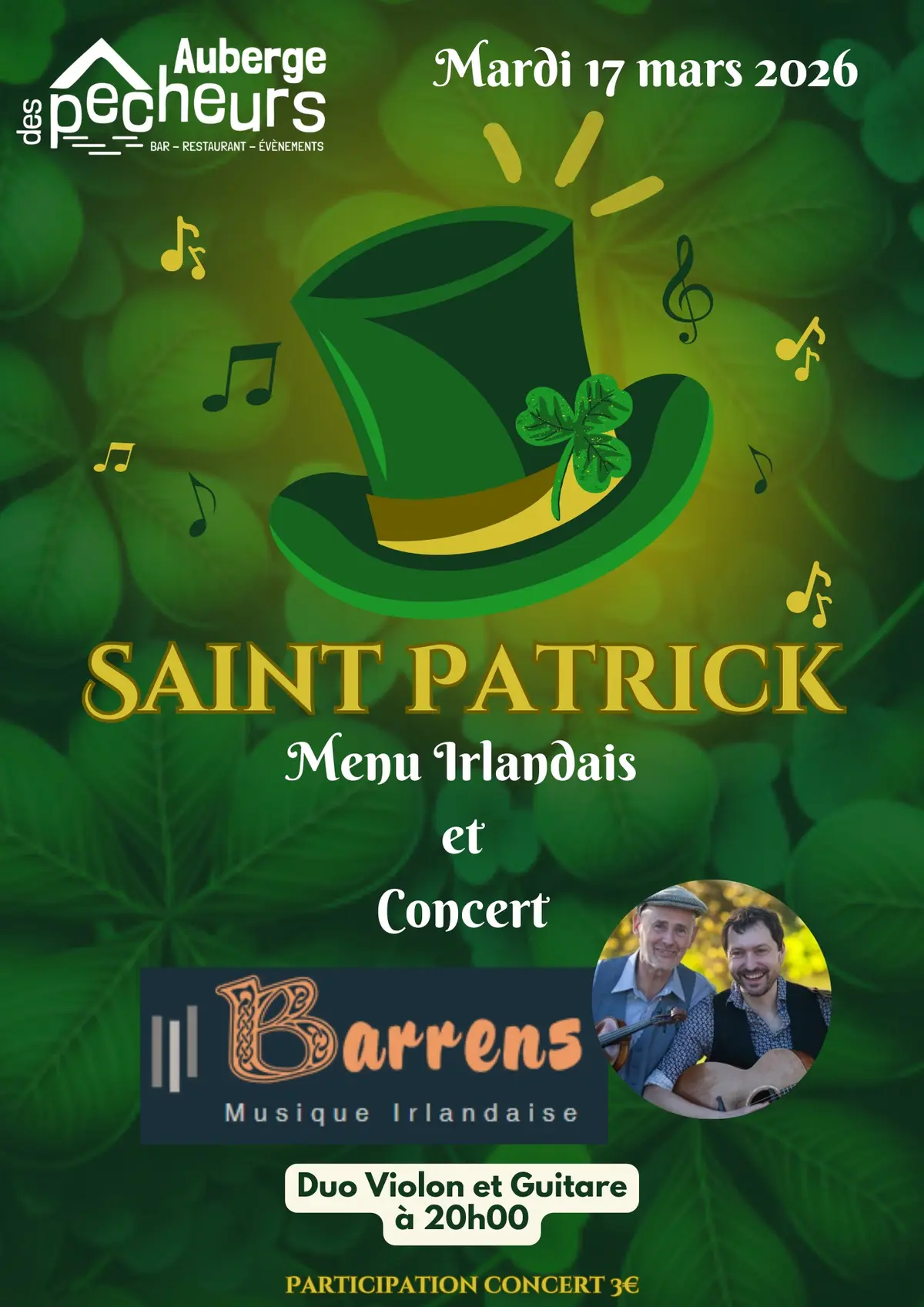 Saint Patrick à l'Auberge des Pêcheurs