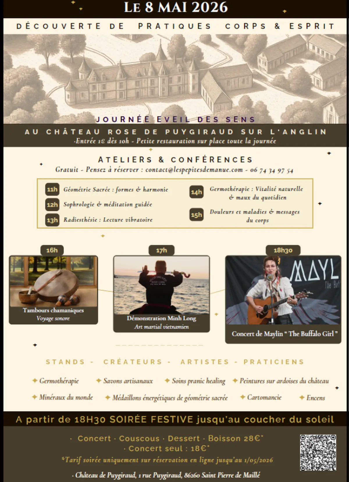 Saint Pierre de Maillé - Château de Puygiraud - 8 MAI - Découverte de Pratiques Corps et Esprit