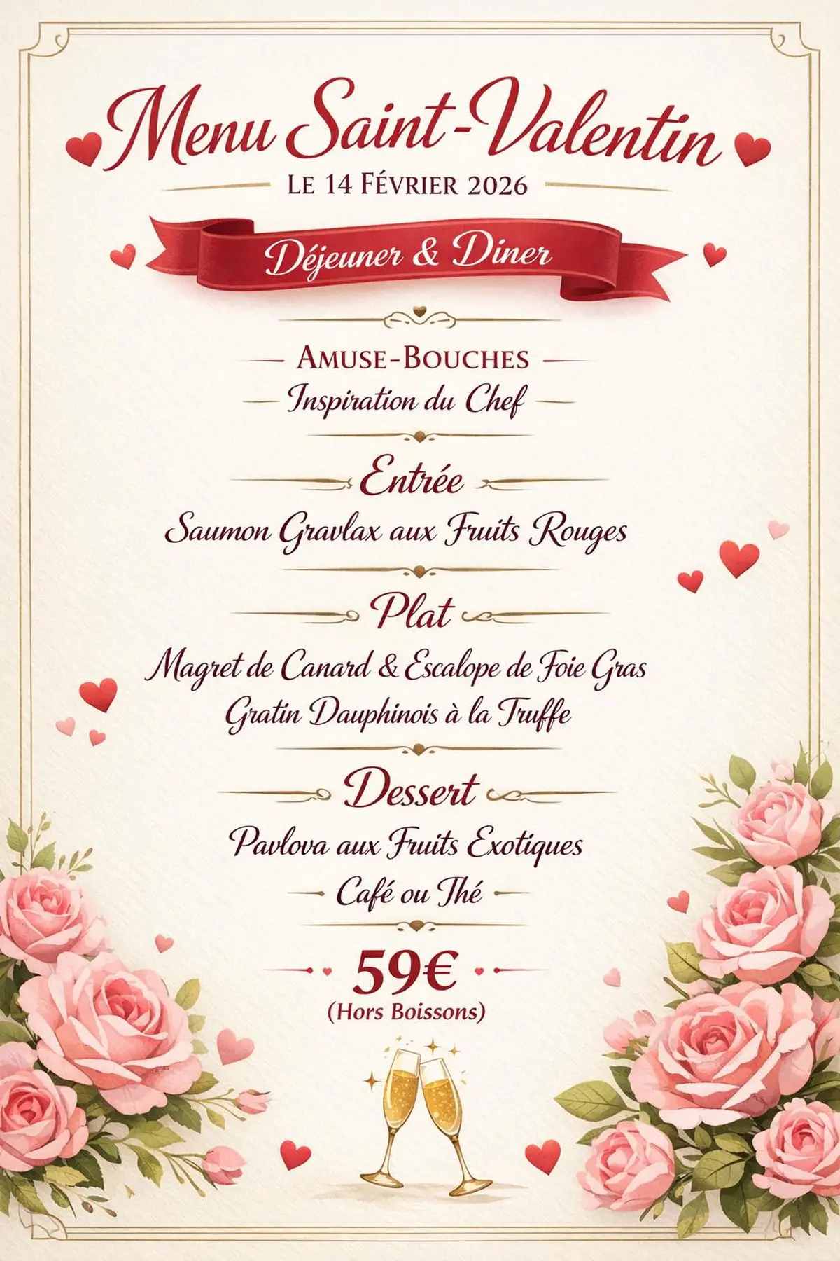 Saint Valentin 2026 aux Trois Fleurs