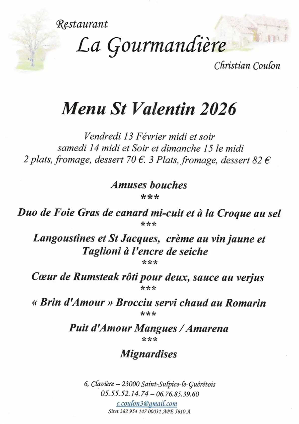Saint-Valentin à la Gourmandière