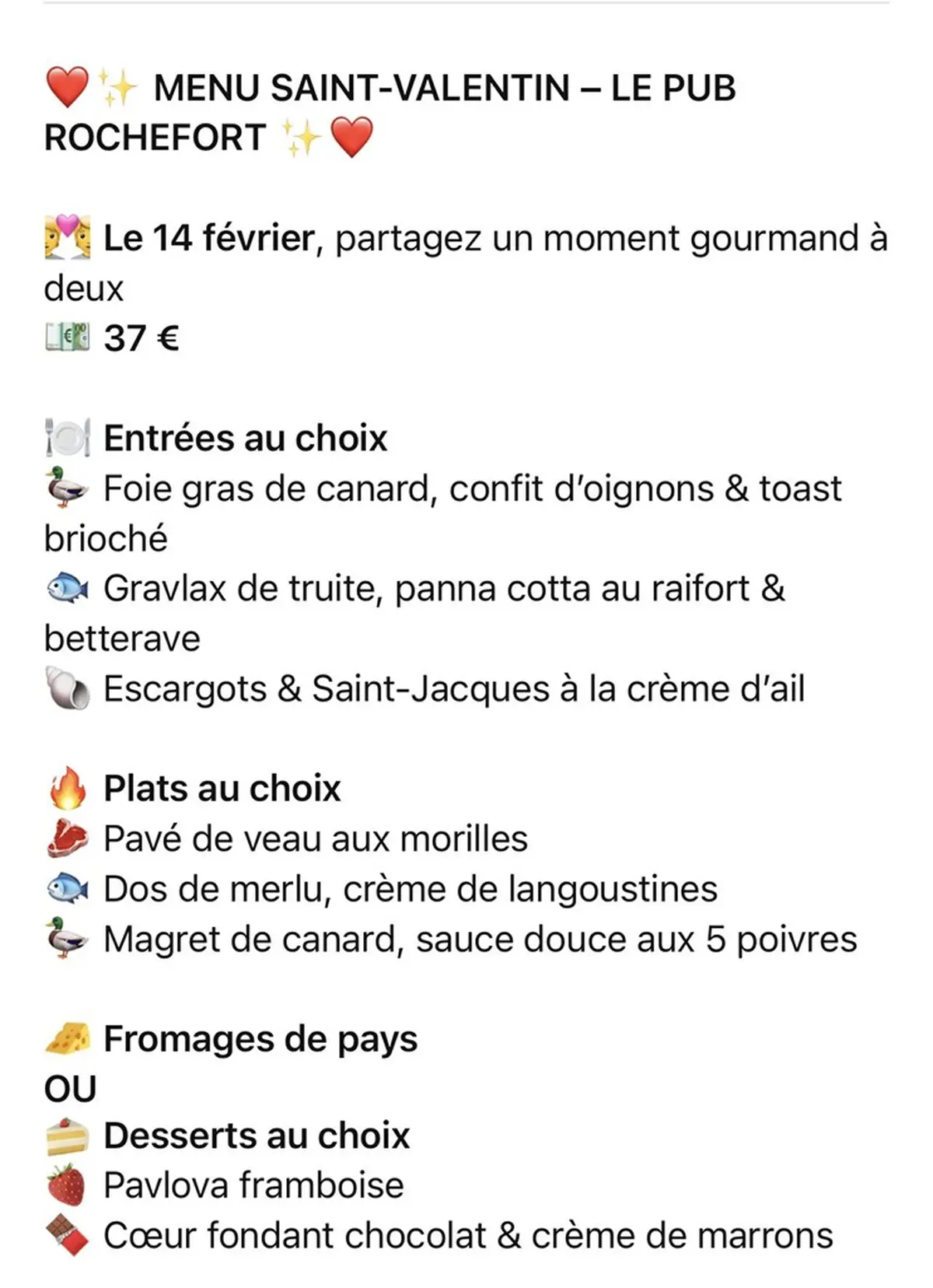 Saint-Valentin au Pub Rochefort