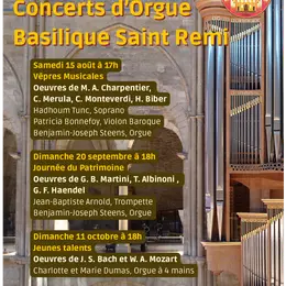 Saison 2026 - Concerts d'orgue en la Basilique Saint Remi de Reims