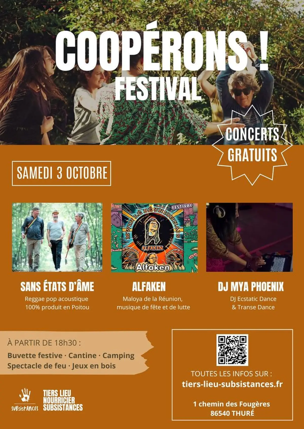 SAMEDI 3 OCTOBRE : Grosse soirée CONCERTS GRATUITS au Tiers-lieu Nourricier Subsistances !