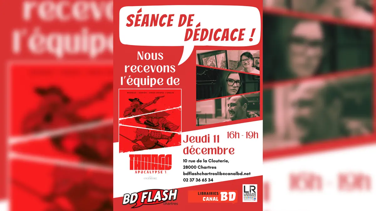 Séance de dédicace de l'équipe de Tamago Apocalypse