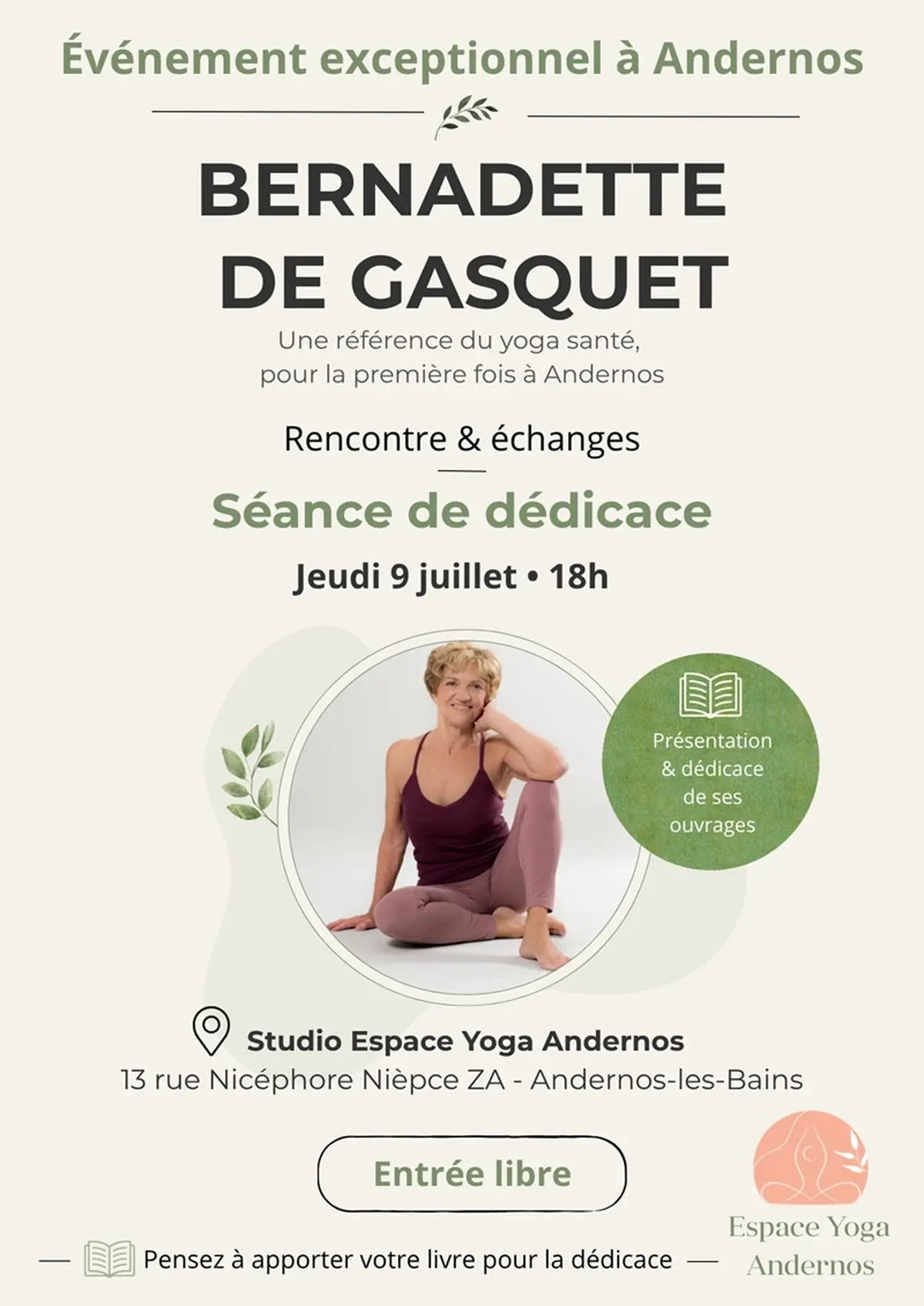 Séance dédicace avec Bernadette de Gasquet