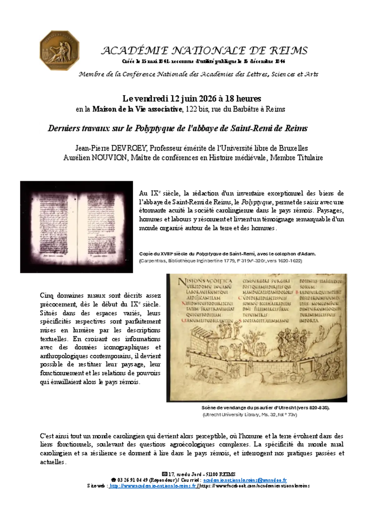 Séance mensuelle de l'Académie Nationale de Reims