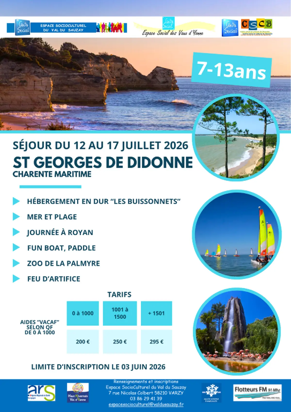 Séjour à Saint Georges de Didonne pour les enfants de 7 à 13 ans