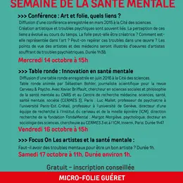 Semaine de la santé mentale : diffusion de la conférence Art et folie, quels liens ?