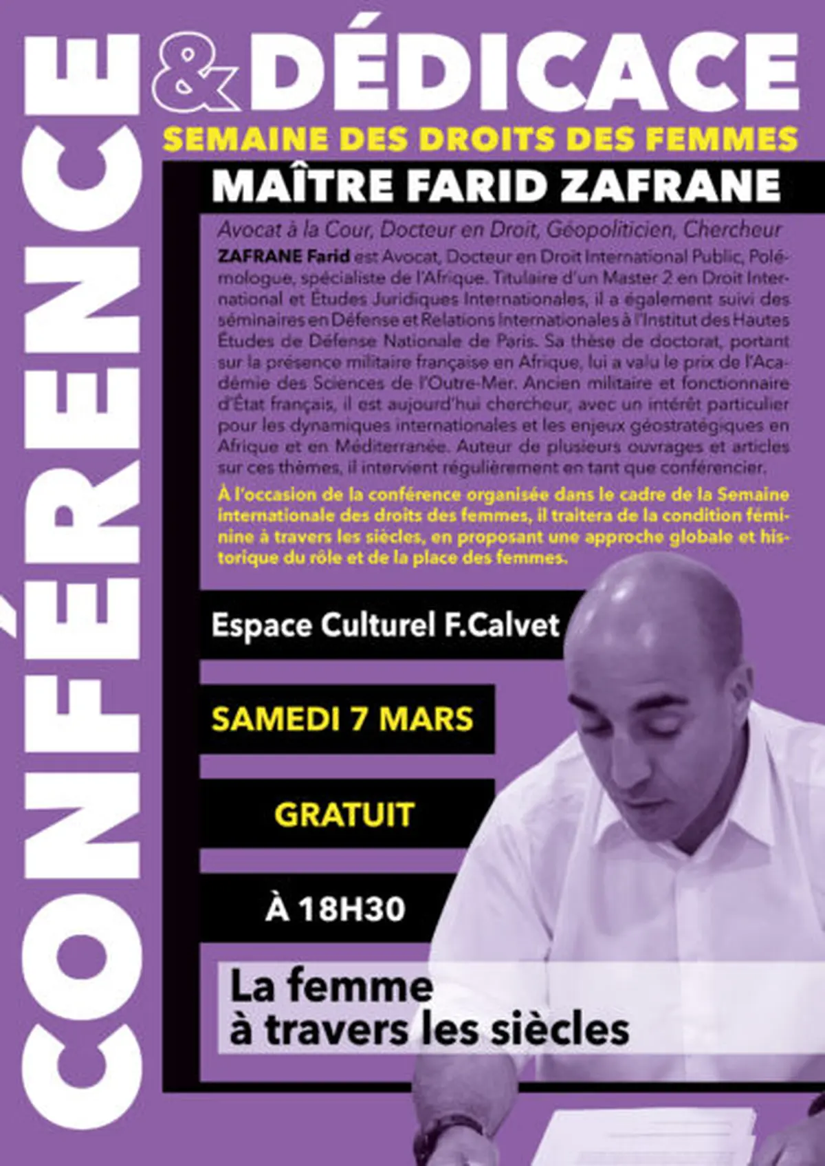 Semaine Des Droits Des Femmes - Conférence Par Maître Farid Zafrane