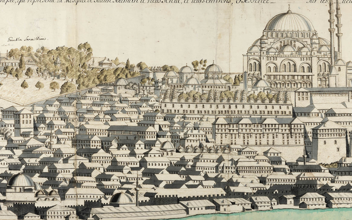 Cornelius Loos (1686-1738), Utsikt med Sulimanmoskén och gamla Seraljen. Photo Nationalmuseum, Stockholm. Le format de l'œuvre a été modifié.