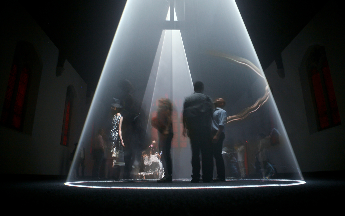 Anthony McCall, Between You and I, 2006, installation view 'Plot09', St. Cornelius Chapel, Governor's Island, 2009.