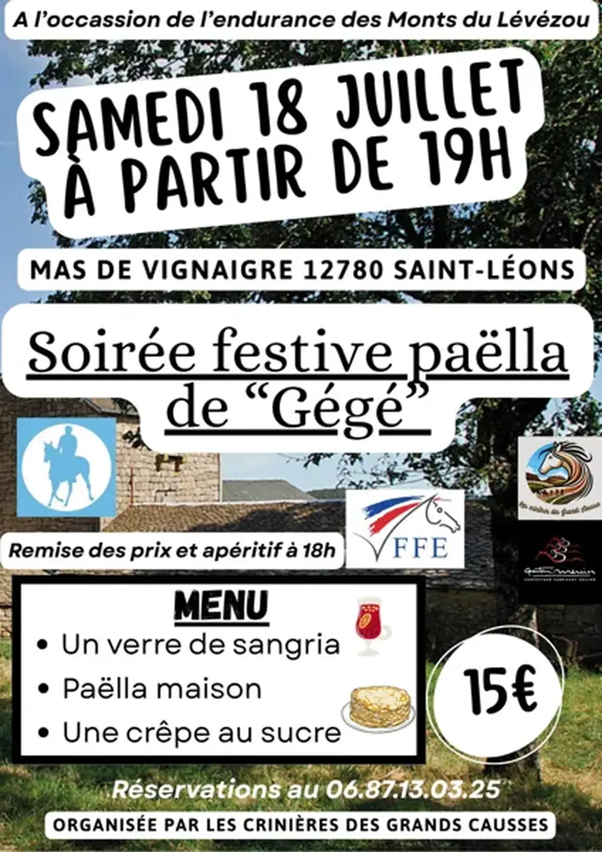 Soirée à l'occasion de l'endurance des monts du Lévézou.