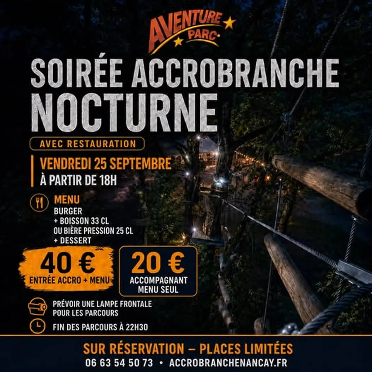 Soirée accrobranche nocturne