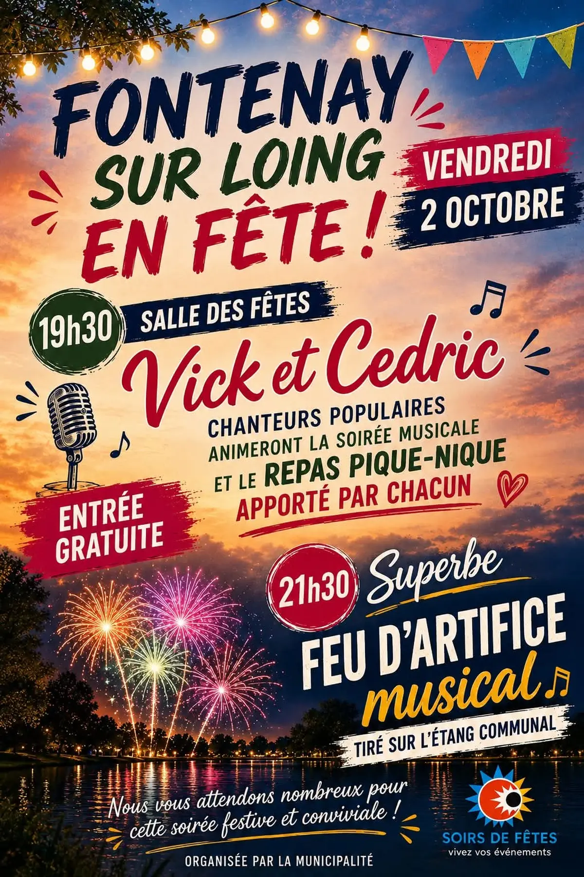 Soirée animée et feu d'artifice musical
