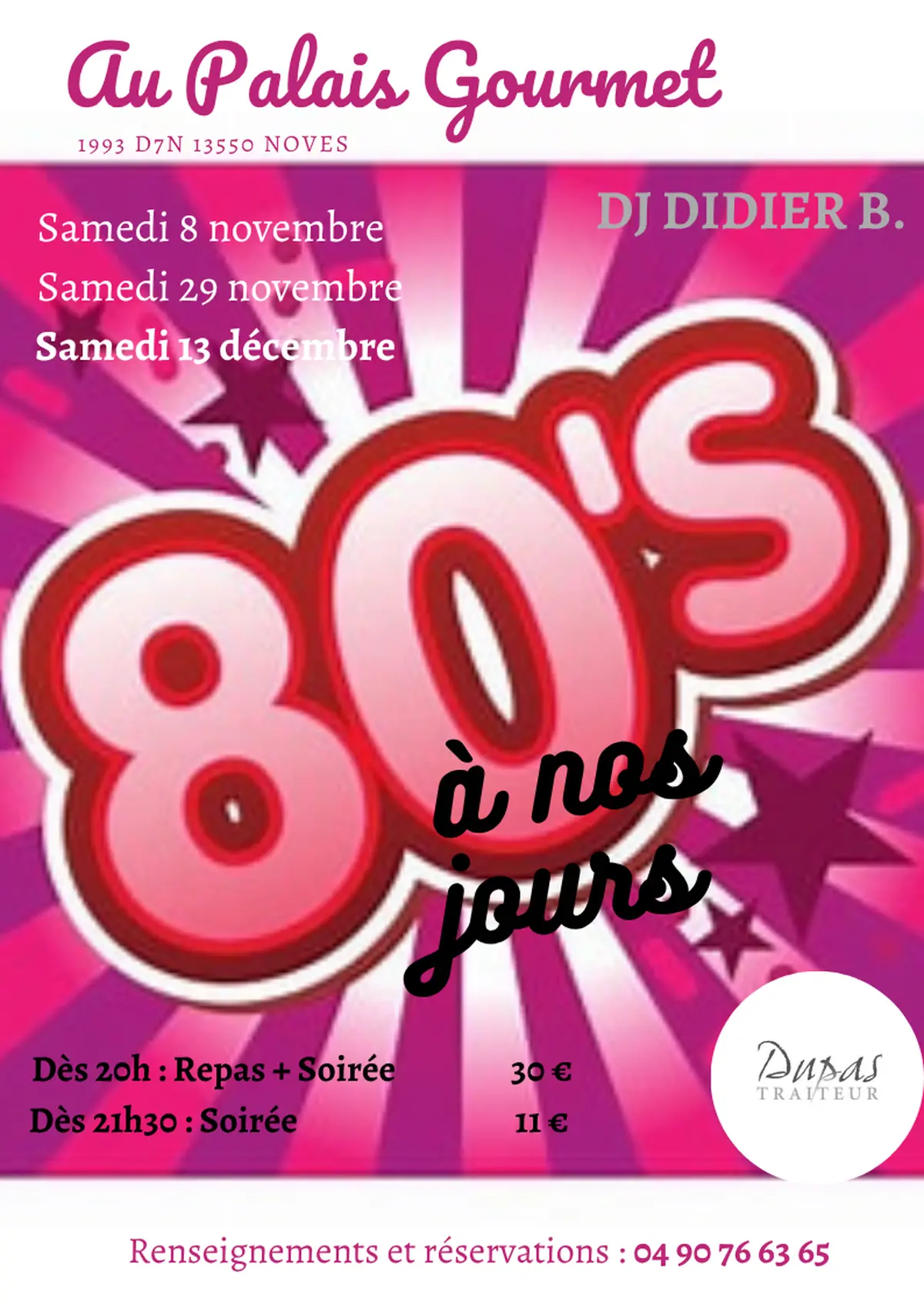Soirée années 80 à nos jours