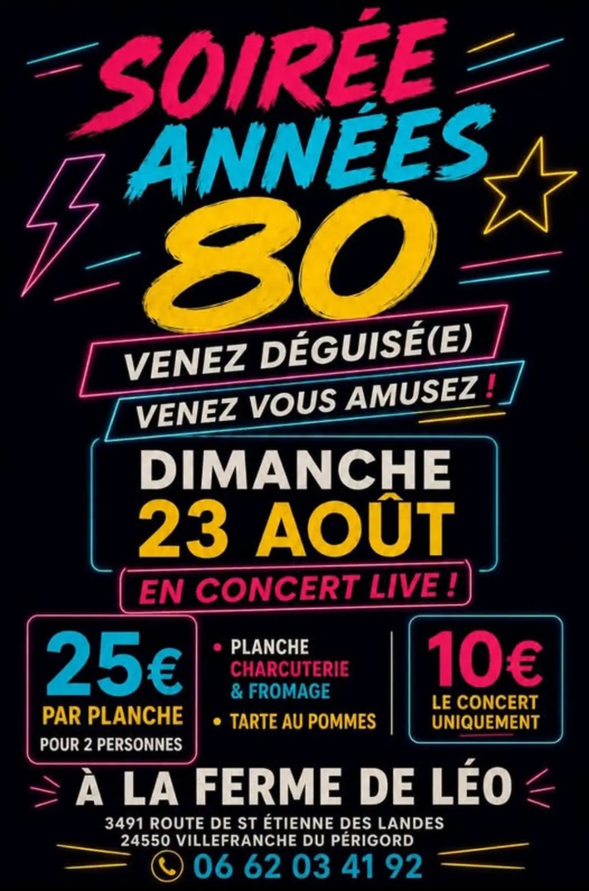 Soirée Années 80  et repas à la Ferme de Léo