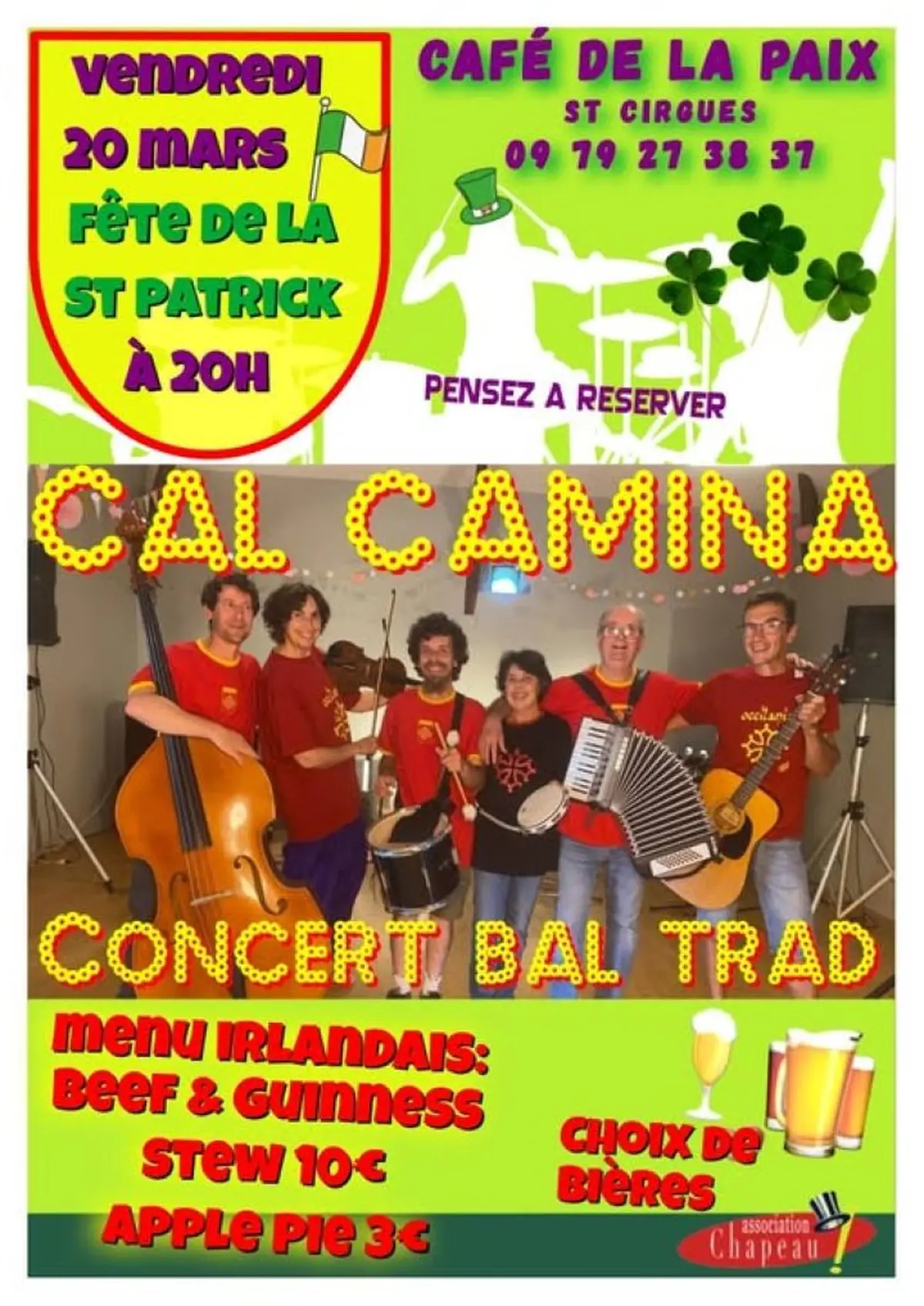 Soirée au Café de la Paix à Saint-Cirgues : fête de la Saint Patrick