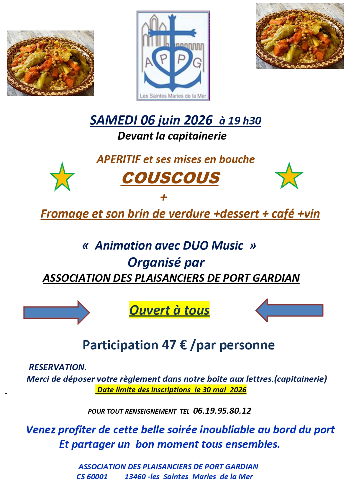 Soirée avec l’association des plaisanciers à Port Gardian