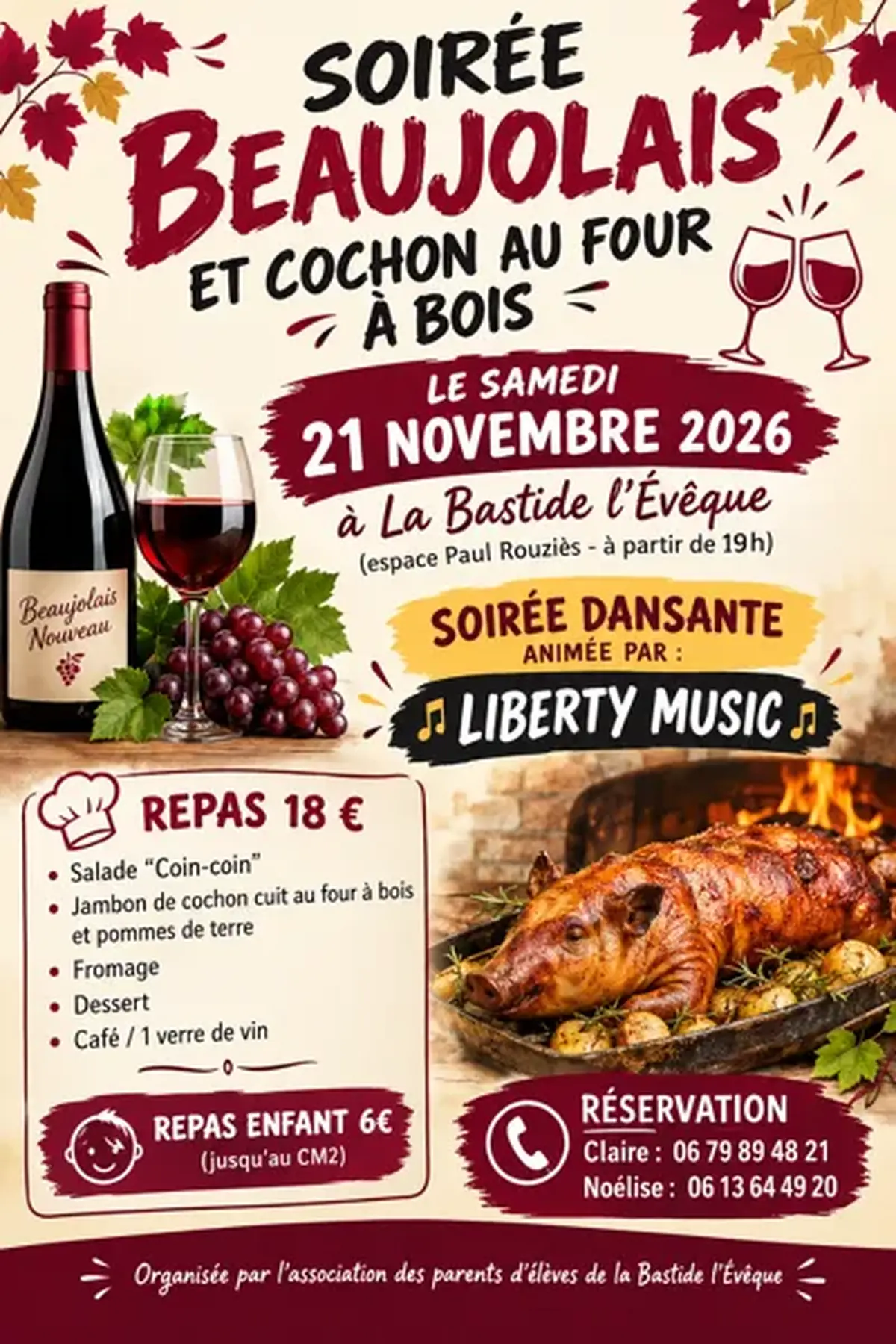 Soirée beaujolais et cochon au feu de bois à La Bastide l'Evêque
