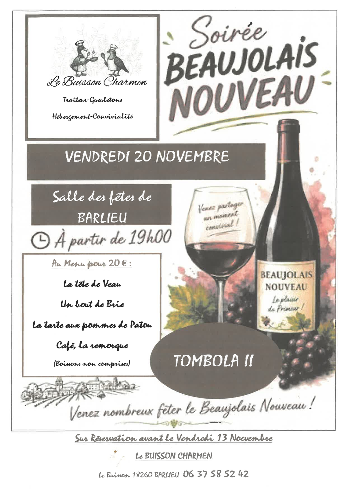 Soirée BEAUJOLAIS NOUVEAU