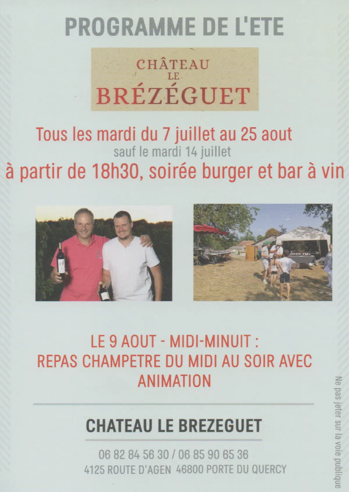 Soirée burger et bar à vin au Château Le Brézéguet