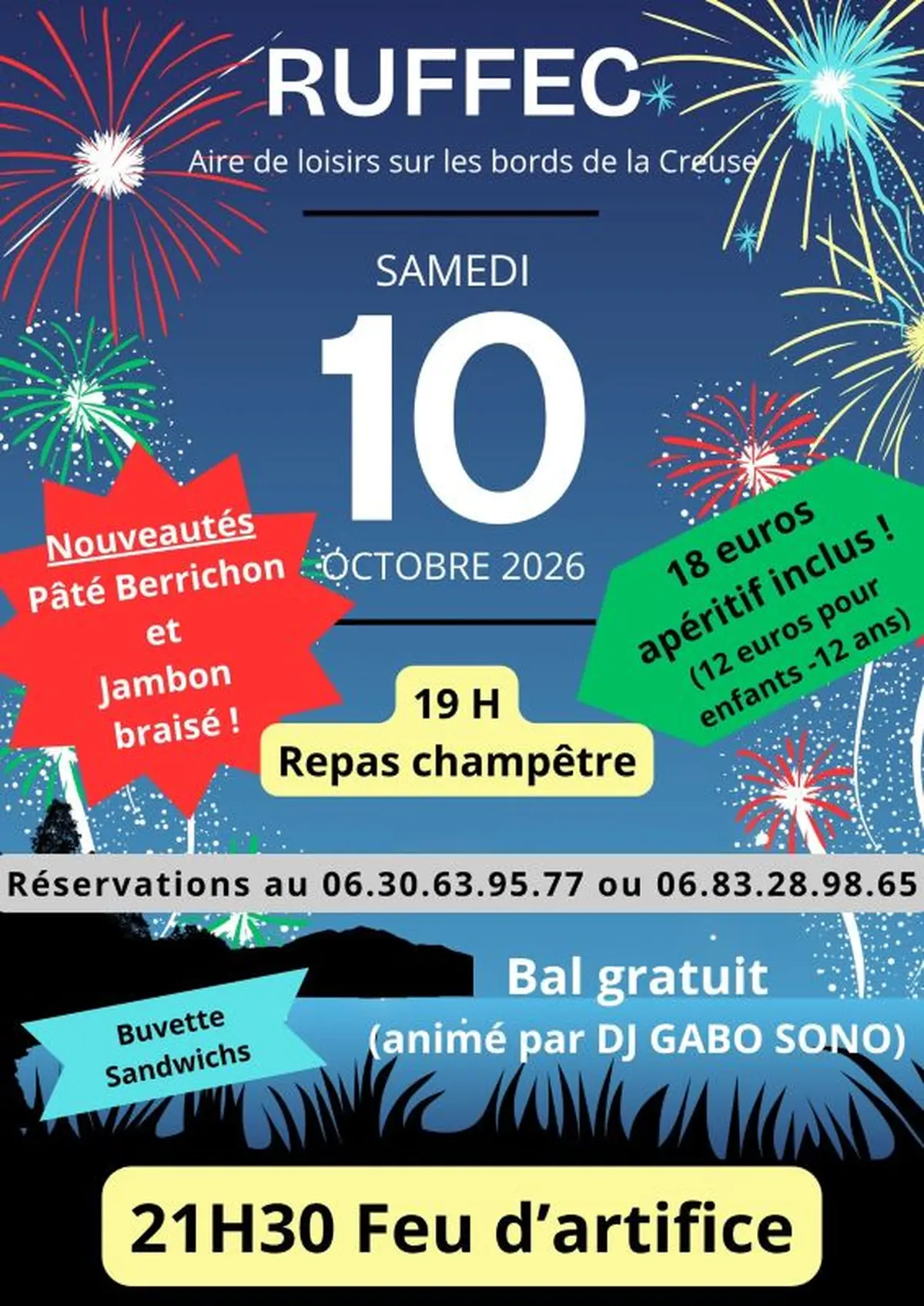 Soirée champêtre et feu d'artifice