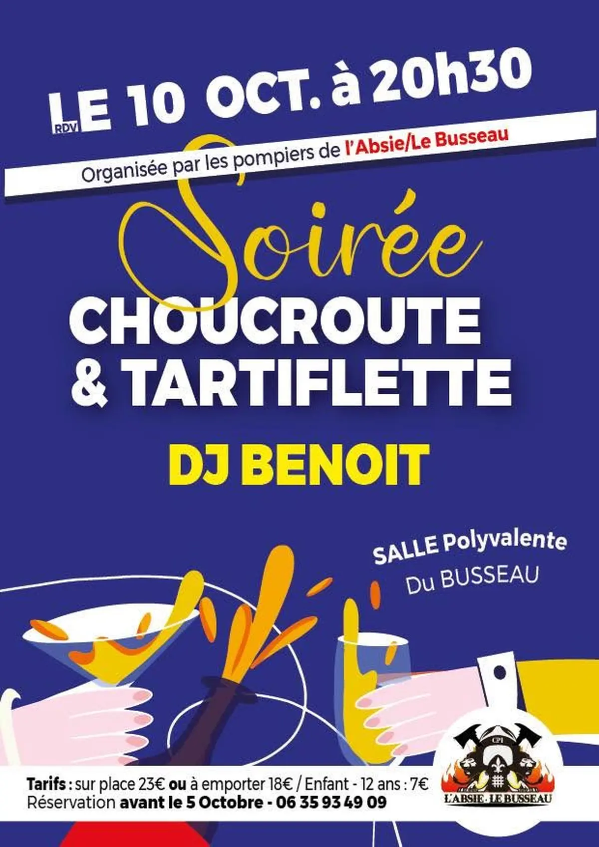 Soirée Choucroute et Tartiflette par les pompiers de l’Absie Le Busseau